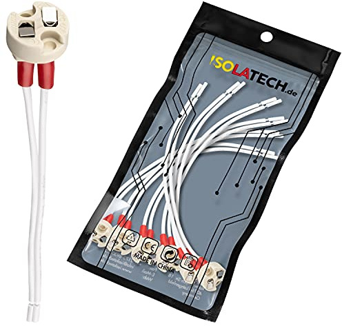 ISOLATECH 6pcs casquillo universal de cerámica para MR16 MR11 GU5.3 G4 base | LED de ahorro de energía (max.250V/2A) bombillas empotrada en el techo cocina cuarto de baño resistente al calor