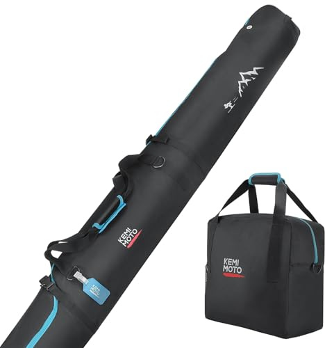 KEMIMOTO Ski & Boot Bag Combo, 200cm Padded Snow Bag for Air Travel Safety