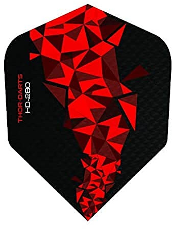 THOR-DARTS 150 Micron Ultra Strong Darts Flights HD-280 F2 extra Lange haltbar (15, F2 rot-schwarz HD-280) 15 Stück = 5 Set