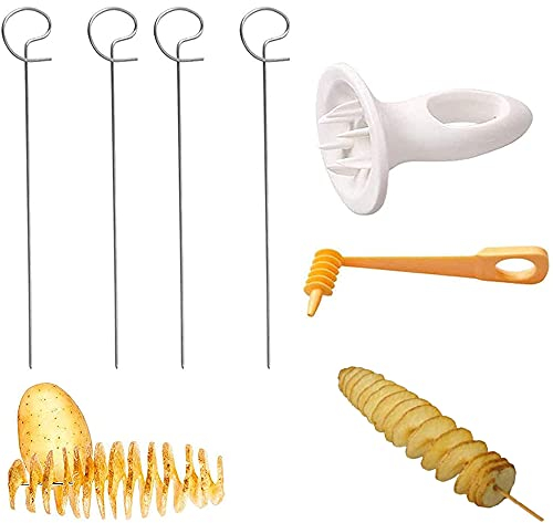 Aieraczy Kartoffel Spiralschneider, Kartoffelspirale, Potato Twister Spiralschneider Edelstahl, Kartoffel Twister Spiral Chips Cutter für Obst, Kartoffeln, Tornado Chips, Gurken Oder Karotten