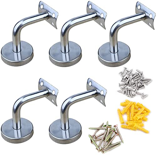 Support de Main Courante, 5PCS Acier Inoxydable Supports de Rampe Main Courante Supports Muraux, Utilisé pour le Support d'escalier de Main Courante d'escalier Intérieur et Extérieur