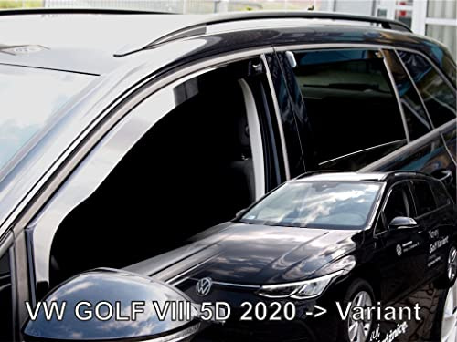 J&J AUTOMOTIVE Windabweiser passend für Volkswagen Golf 8 Variant Kombi ab 2020 4tlg, Heko Regenabweiser Vorne Hinten Getönt Dunkel Passform