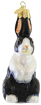 Old World Christmas Dutch Rabbit Glass Blown Ornament for Christmas Tree, Handcrafted Holiday Decoration, Wildlife Animal Collection