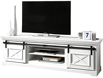 Möbel Jack TV Lowboard - Kiefernholz massiv gewachst - B 189 cm - 2 Rolltüren