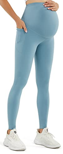 JOYSPELS Umstandsleggings über dem Bauch mit Taschen, Nicht durchsichtig, Workout-Schwangerschafts-Leggings