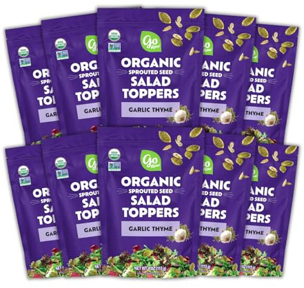 Go Raw Organic Sprouted Garlic Thyme Salad Toppers, 4 oz, 10 Pack, Pumpkin & Sunflower Seeds, Keto, Kosher