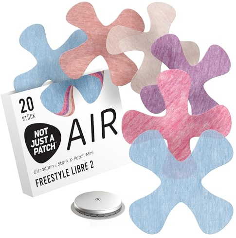 Not Just a Patch Parche Adhesivo Air X-Mini Freestyle Libre 2 (Paquete de 20) – Cubiertas para sensores a Prueba de Agua y Transpirables – Parches de monitoreo de glucosa CGM de 14 días