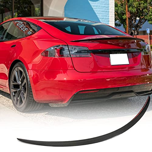 TGFOF Trockener Kohlefaser Kofferraumspoiler für Tesla Model S 2021-2023 4-Türer Heckspoiler Flügellippe