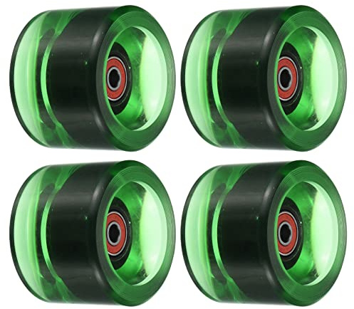 PATIKIL 70mm 78A Longboard Wheels with Red ABEC-9 Bearings, 4 Pack Soft Cruiser Wheels Street Wheels for Skateboards Skateboard Wheel PU, Clear Green