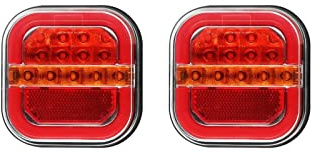 Générique Lot de 2 Feux Arrière Multifonctions LED 12-24V Homologué ECE E9 IP67 Avec Feu de Position Effet Néon et Clignotant Dynamique pour Camion Remorque Caravane Camping-car