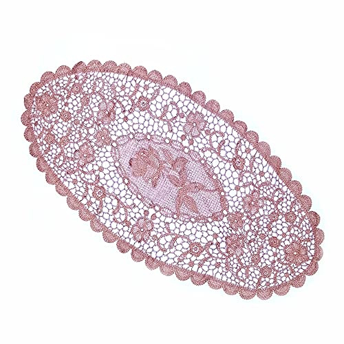 Wambere 2er Set Platzsets,Spitze Deckchen Untersetzer Tischset,Einfach Hohle Tischdecke aus Spitze,Bestickte ovale Tischdecke,Hitzebeständig und rutschfest,Ideal für Küche,Party,Hochzeit usw,Rosa