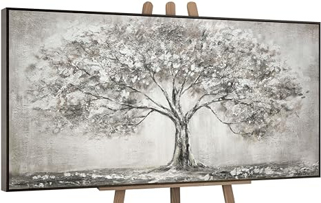YS-Art Acrylbild Lebensbaum Abstrakte Kunst mit grau Farben Grauen Farben