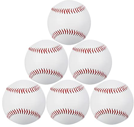 PATIKIL 9 Baseball 6 Pack Autograph Basebälle Massen Standard Erwachsene Leder Praxis Training Baseball Unmarkierte Basebällen für Verständnis