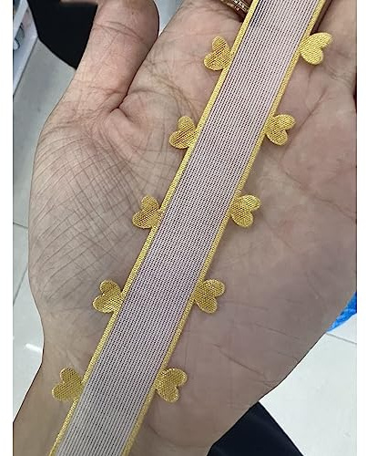 Chexin 25mm x 18m Weiss Schleifenband mit Gold Herzen, Geschenkband Herz-Band,Herzen Organzaband Organza Bänder, Tüllband Dekoband für Auto Hochzeit Deko Party Weihnachten Autoschmuck,Haarschleife DIY
