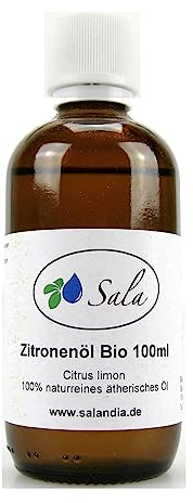 Sala Zitronenöl Aroma ätherisches Öl naturrein BIO - zum Verzehr - 100% naturrein (100 ml Glasflasche)