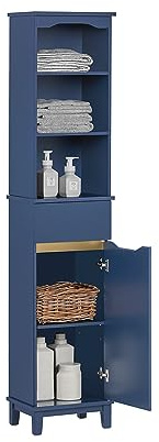 SoBuy Mobile alto da bagno Mobile colonna bagno salvaspazio Armadio da terra Colore blu 35x30x170 cm BZR112-B