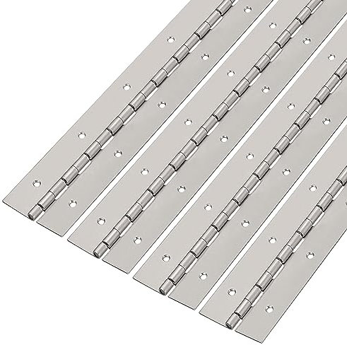 QUARKZMAN Piano Charnière 16pouce x 2pouce, 4pcs Inox Acier Continu Charnière Piano Charnières pour Armoires, Porte, DIY Rangement Boîtes, 0,059 Feuille Épaisseur, Argent
