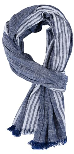 YONKOUNY Schal Herren Weiche Schal aus Baumwolle Herbst Winter Mode Lang Halstuch Herrenschal (Navy Blu)