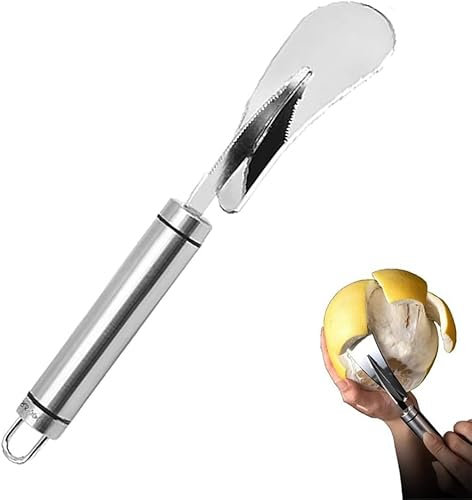 Stainless Steel Pomelo Opener, Food Grade Stainless Steel Fruit Peeler for Lemon, Orange, Grapefruit, Easy to Use and Carry (Large)