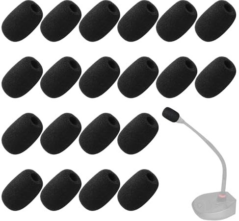 20 Stück Popschutz Mikrofon, Mikrofon Windschutz, Lavalier Windschutz, Schaum Mikrofon Deckel, Mini-Mikrofon Headset Windschutzscheibe, for Classes, Stage Performance and Meeting, 8×22×30mm (Schwarz)