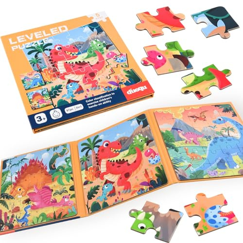 ASTARON Puzzle magnetici per bambini 3-7, per bambini dai 2-4 anni Giocattolo per attività in fattoria/auto/con animali, magnete didattico regalo per viaggio su strada