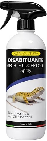 AGRI-CULTURA® | Repellente Disabituante per Gechi Lucertole e Rettili 1L | Barriera Naturale Olfattiva per Allontanare Gechi e Lucertole in casa e in Giardino | Spray Pronto Uso Made in Italy.