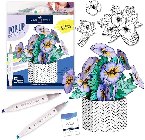 Faber-Castell Pop Up Coloring Bouquet: Pansy - Adult Coloring Crafts, Relaxation Gifts for Women, DIY Craft Kits for Adults, Crafts for Adults and Teens Ages 13+