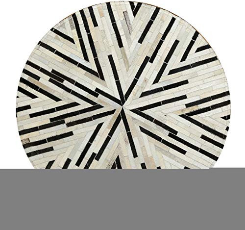 FLEPYHB Flächenteppiche, Kuhfell, schwarz-weiß, Patchwork-Teppiche, runde Decke für Schlafzimmer und Nachttisch, für Garderobe, Küche, Wohnzimmer