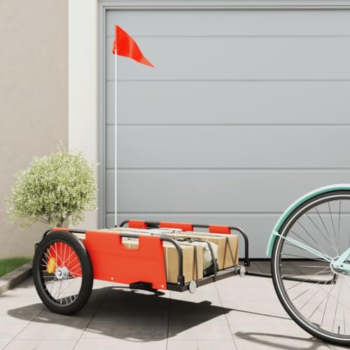 Willood Fahrradanhänger Lastenanhänger Fahrrad Transportanhänger Anhänger Orange Oxford-Gewebe und Eisen 135 x 68 x 38.5 cm
