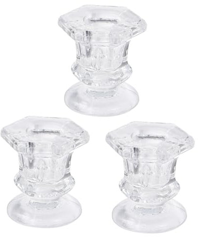 ULDIGI 3stücke Teiliges Glaskerzenständer Für Stabkerzen Eleganter Transparenter Kerzenhalter Aus Hochwertigem Glas Für Romantische Tischdekoration Und Hochzeiten