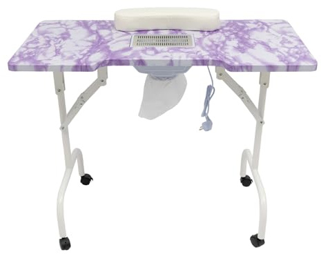 Mesa Manicura Profesional con Ventilador y Ruedas Universal Plegable Mesa de Manicura Profesional para Casa, Estudio, Peluquería, Oficina, Salón Uñas, Manicura, Salón Belleza