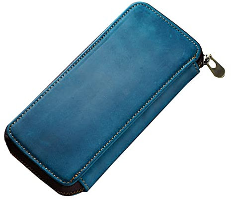 Füllfederhalter-Etui, Hartschale, Leder, Federmäppchen, Reißverschluss, Stifteetui, 3 Stiftfächer, großes Fach für Stifte, Bargeld, Karten