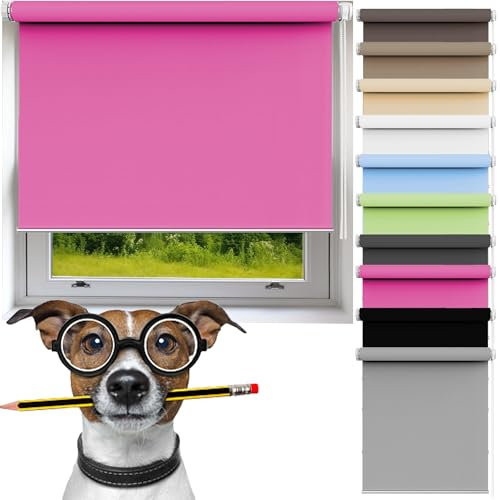 Thermorollo 35 x 90 cm Hitzeschutz, Sichtschutz, Ohne Bohren Tenebra Thermorollo Rollo für Fenster Und Tür, Rosa