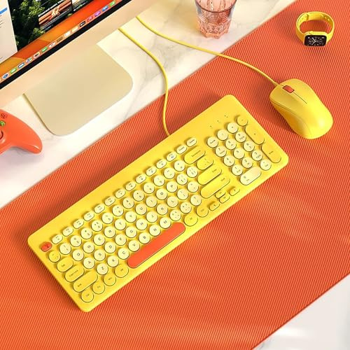 HDkxbf Tastiera Tastiera Da Gioco Prova Il Massimo Piacere Di Gioco, Silenzioso Ed Efficiente - Tastiera Da Gioco Sussurrata E Confortevole Ed Ergonomica Include Mouse Dello Stesso Colore(F)