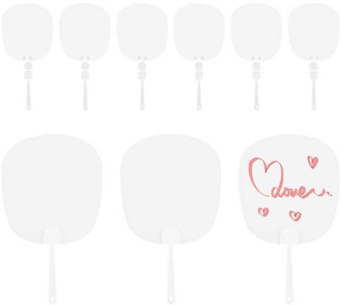 SOFPLATE 10 Stück Kunststoff Handfächer Blanko Handfächer DIY Großpackung PVC Flach Oval Sommer Klar Transparent Chinesischer Stil Bedruckbar Dekorativer FächerFür Tanzaufführungen Hochzeitsfeiern