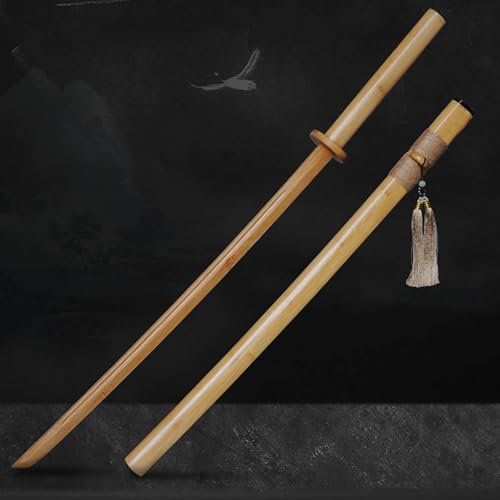 Träsamuraisvärd med skida, naturlig bambu Katana, handgjorda bokken, för anime, träning, cosplay, Iaido-tillbehör, födelsedagspresenter för män och kvinnor -104CM