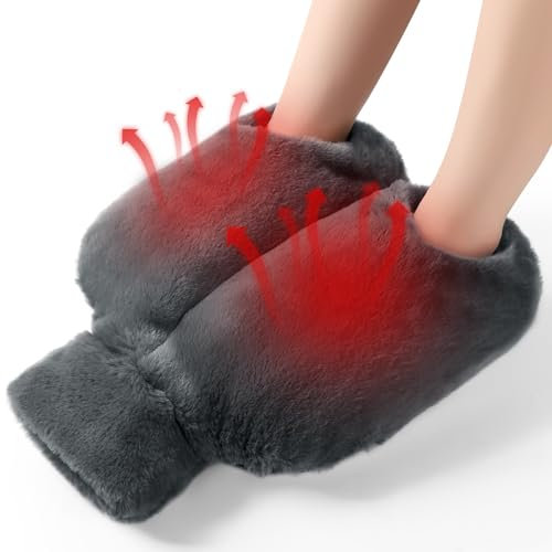 Foot Warmer,2L Heated Feet Warmer with Removeable & Washable Plush Cover Warm in Winter,Heated Feet Warmers for Feet Pain Relief,Natural Rubber for Women and Men Feet Size 35 to 45