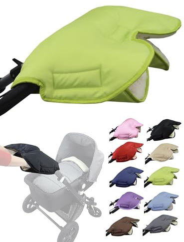 Muff handske [handvärmare för barnvagn] handmuff buggy med lammull vattentät vindtät universalstorlek för barnvagn, buggy, hjulsläp (grön)