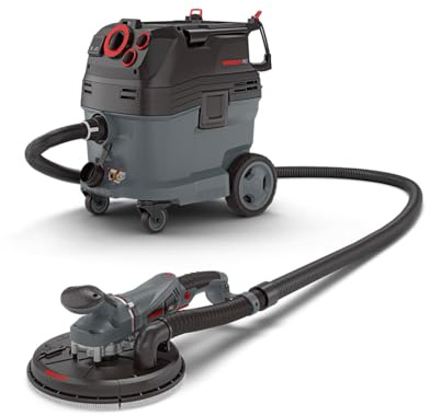 MENZER Dustfree Système de Ponçage TBS 225 PRO + VCM 530 PRO | pour la Construction à sec, Ponceuse à Plâtre, Aspirateur Industriel Eau et Poussière
