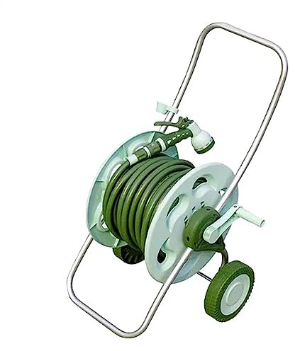 Gartenschlauchtrommel Gartenschlauchtrommelwagen, leichter tragbarer Gartenwagen mit Rädern, Kurbelgriff, mit 8-Funktions-Schlauchtülle und 30 m/100 Fuß 1/2 Zoll Schlauch Gerät für Aufwickeln von Gart