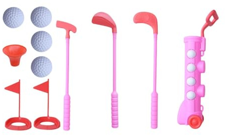 Qianly Toddlers Golf Set Mini Golfs Play Set,Kids Golf Club Balls Toys for Children Boys Girls, pink