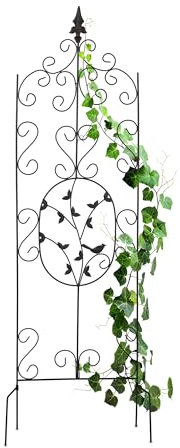Relaxdays Supporto per Piante Rampicanti da Giardino, HxL: 122x34,5 cm, Traliccio di Sostegno Rose ed Edera, Ferro, Nero