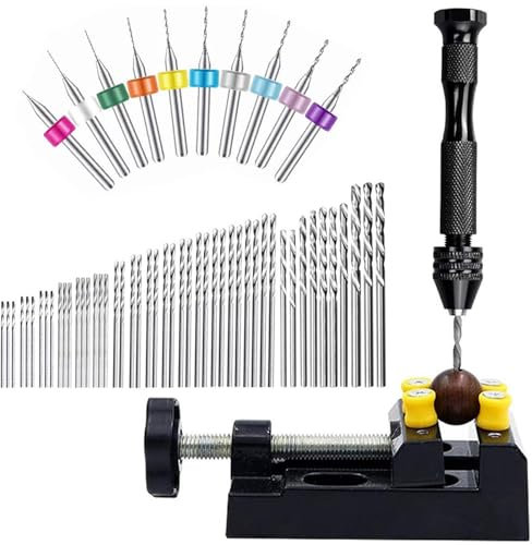 Taladro de pasador, pequeño pasador vice torsión taladro, 14 x 20 x 6 cm herramienta manual de resina, soporte resistente, juego de brocas para hobby miniatura para joyas y llaveros
