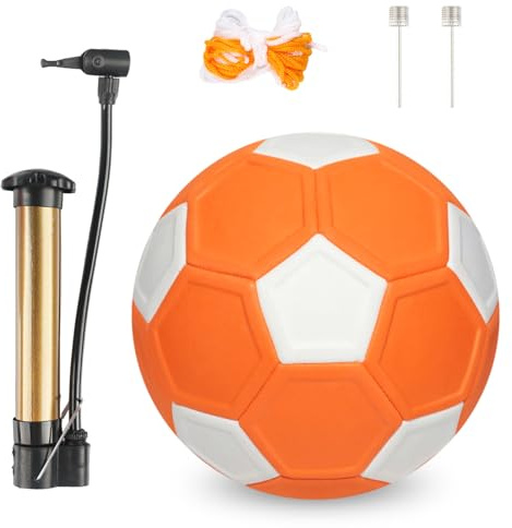 Curve Ball Fussball Größe 4, Fußball Kinder mit Pumpe, Netz, 2 Ballnadeln, Flexibler Kurvenball 20cm, Leichter Trickball für Training Drinnen Draußen, Fussball Geschenk für Jungen Mädchen 6-12 Jahre