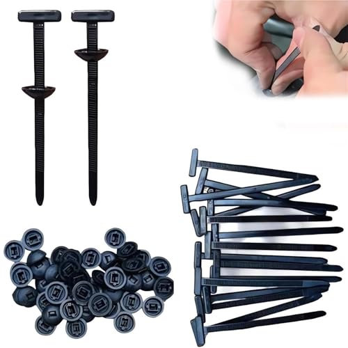 Nylon Universal Cable Tie Buckle,Multipurpose Plastic nylon Cable Ties Tool,Heavy Duty Self Locking Black Nylon Zipties,Round button Head zip Tie UV Resistant Zip Ties for Car Daily Repair(50pcs)