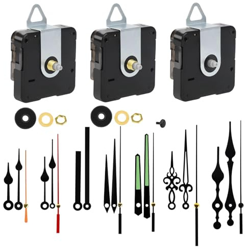 EEEKit Clock Mechanisms Replacement, 3PCS Battery Quartz Clock Motor Movements with 7 Sets of Hands for DIY Clocks Part Repair