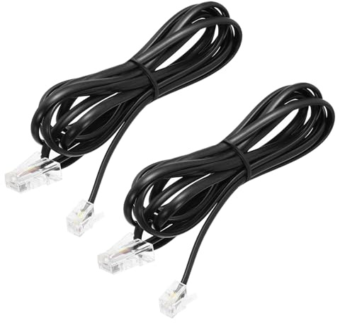 sourcing map 2 Pack RJ45 8P4C to RJ11 6P4C Adapter Converter Cable, RJ45 to RJ11 Adapter Telephone Handset Cord for Home, Office, 6.6ft, Black