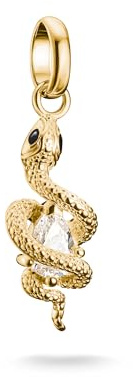 THOMAS SABO Charm-Anhänger Schlange mit Stein Connect vergoldet 18k Vergoldung, Recyceltes 925 Silber, Kaltemail