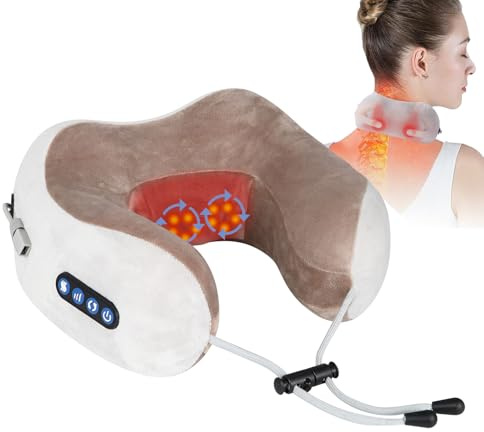 Nackenmassagegerät, Massagegerät Nacken mit Knetfunktion, Elektrische U-förmiges Massagekissen für Nackenentspannung und Schmerzlinderung, Kabelloses Nackenmassagegerät für Zuhause und Büro