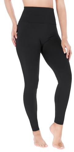 FUTURO FASHION Women’s Petite High Waist Leggings with Fleece Lining – Lightweight Thermal Leggings Black 12/14